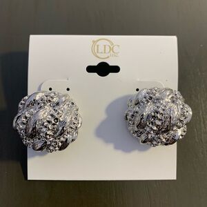 Evening wear clip on beaded rhinestone earrings studs